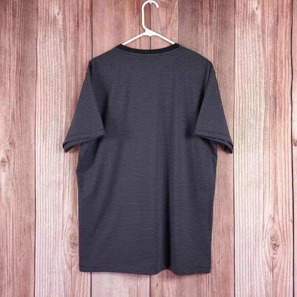 NWT Uniqlo AIRism Mens Large Cotton Blend Striped Crewneck SS T-Shirt Tee Gray - Picture 4 of 12